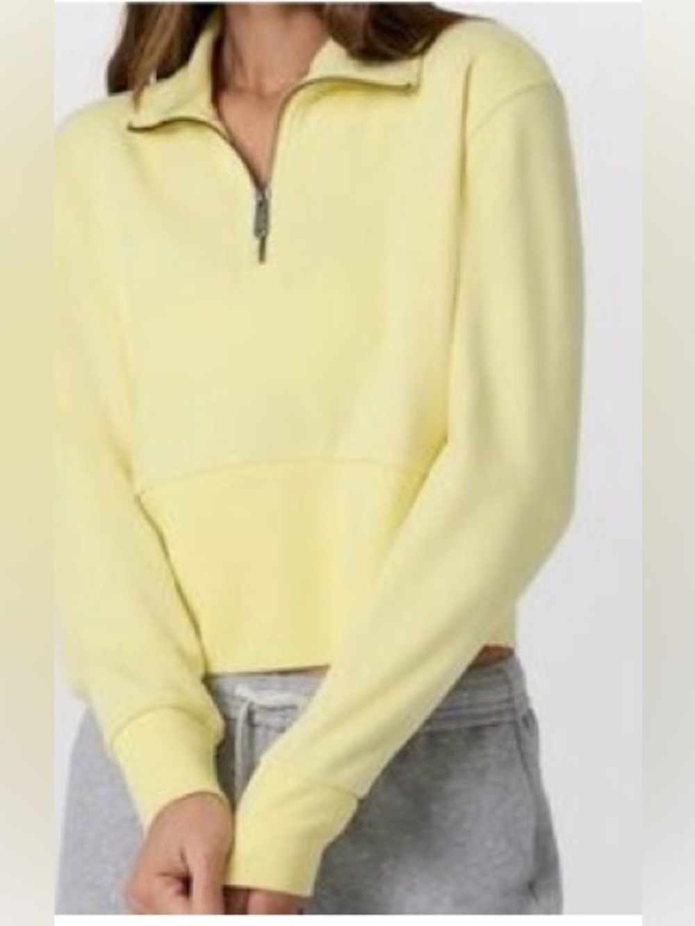 Vuori Women's Sedona Sport Cropped Quarter-Zip Pullover Sweatshirt. Yellow Sz XS